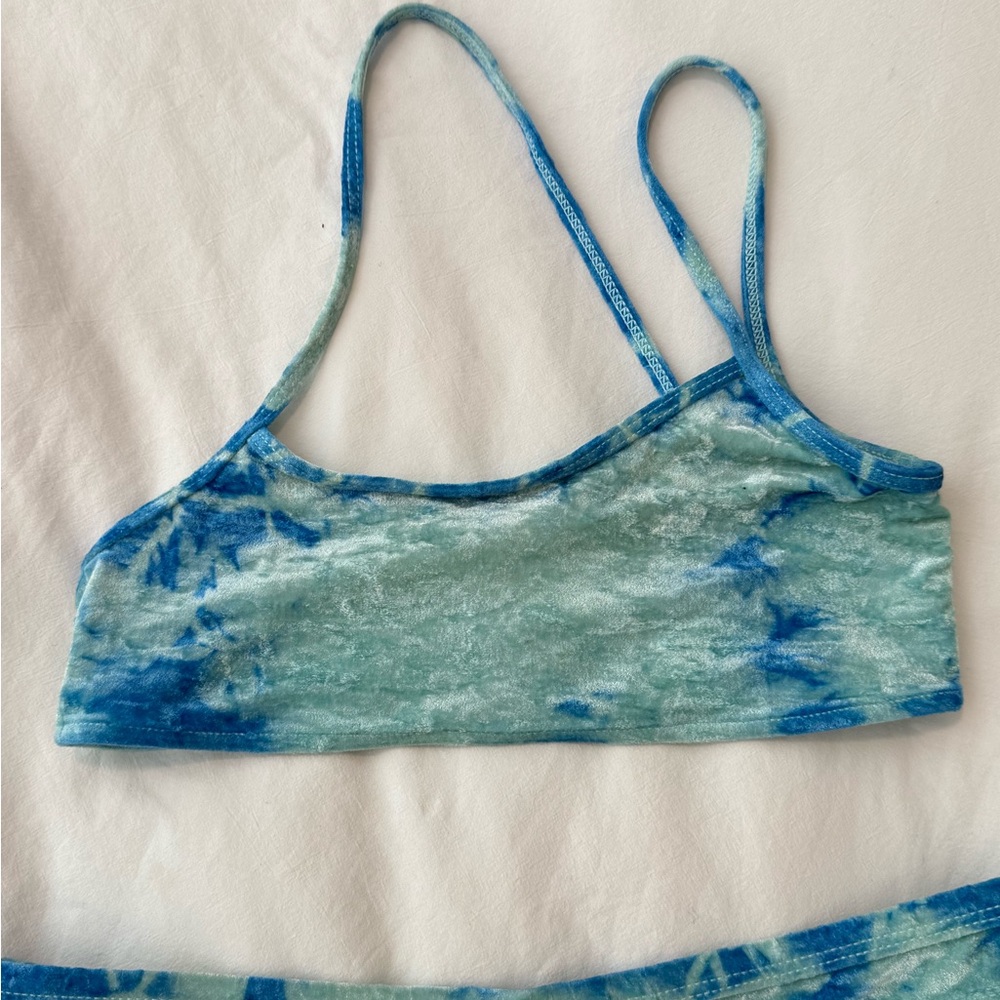 Frankie's Bikinis SET Blue Tie-Dye Bikini Top and Bottom